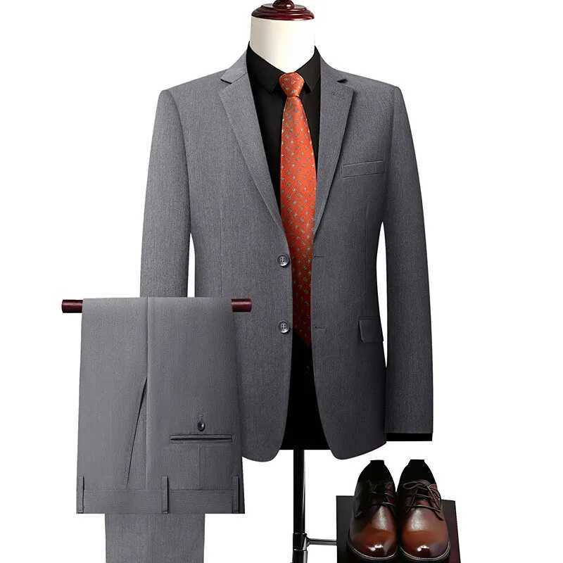 2025 new model men High quality four-sided stretch Formal Suit Jacket + Trousers 2-piece suit Mens Business suit size 5XL X250704