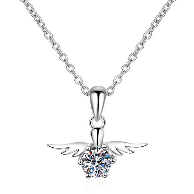 S925 Pure S925ier Plated Pendant Women'S925 Angel WingS925 50 PointS925 MoiS925S925anite Necklace 38f