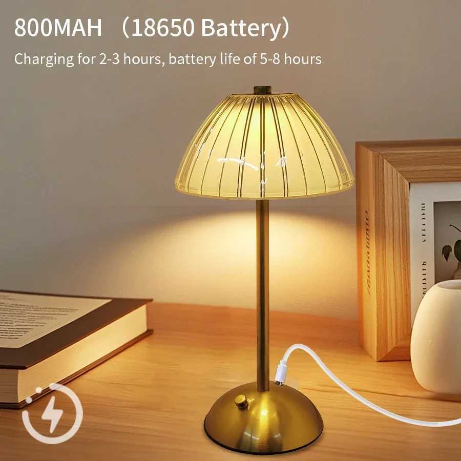 Crystal Retro Table Lamp Rechargeable Touch Switch Sensor Desk Light 3 Color Dimmable For Bedroom Hotel Restaurant Decor LightinXJ250703