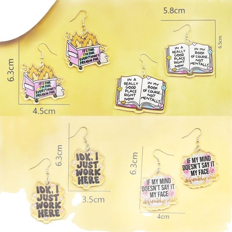 Cute Book Funny English Sign Earrings Graffiti Stickers TEMU Xiyin