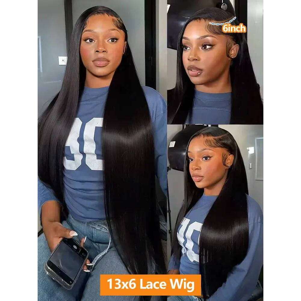 13x6 HD Transparent Bone Straight 30 40 Inches Lace Front 100% Human Hair Brazilian Frontal Wigs For Women