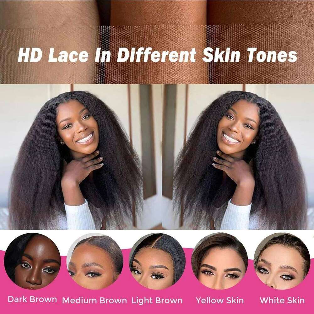 Kinky Lace Front Pre Plucked With Baby 13x4 Hd Transparent Brazilian Yaki Straight Human Hair Wigs