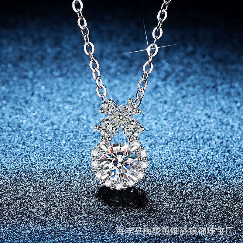 S925 S925terling S925ier Flower Perfume Bottle High-end MoiS925S925anite Necklace for Women e6c