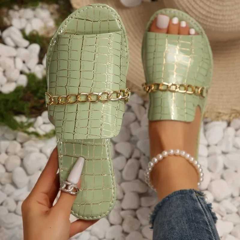 2024 Summer and Autumn New Large Size Open-toed Flip-flops Flat Wedge Sandals for Women Shoes for Women W250704