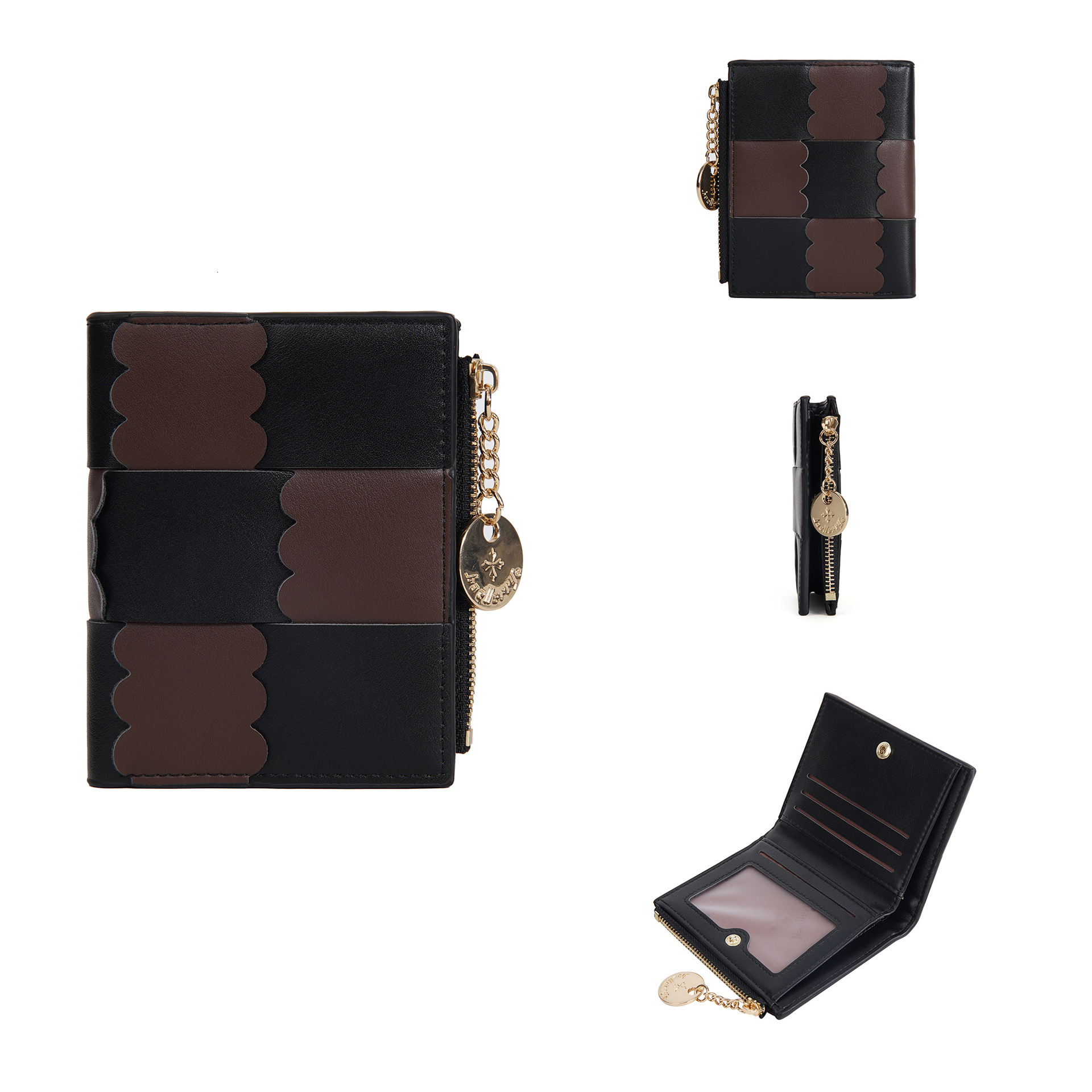 Free Shipping Designer Bag Short PU Versatile Women's Cute Wallet High-end Woven Patchwork Zipper Bag Coin Purse Small Bag