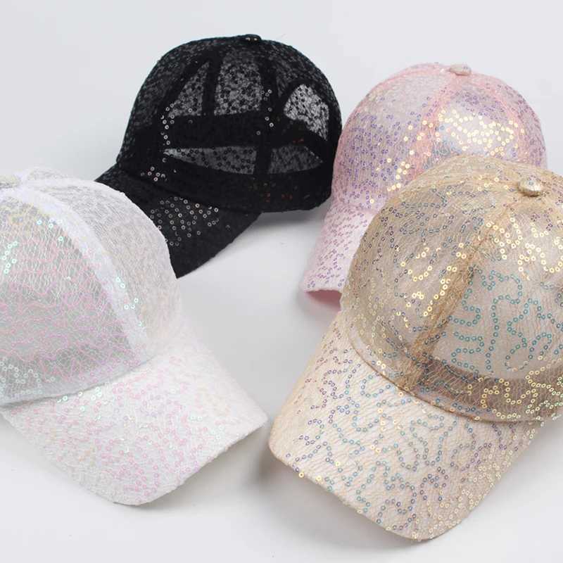 2024 Wens Baseball Cap Glitter Mesh Sequin Hip Hop Caps Girls Summer Fem Hats For Wen Snapback Trucker Hat Adjustable X250704