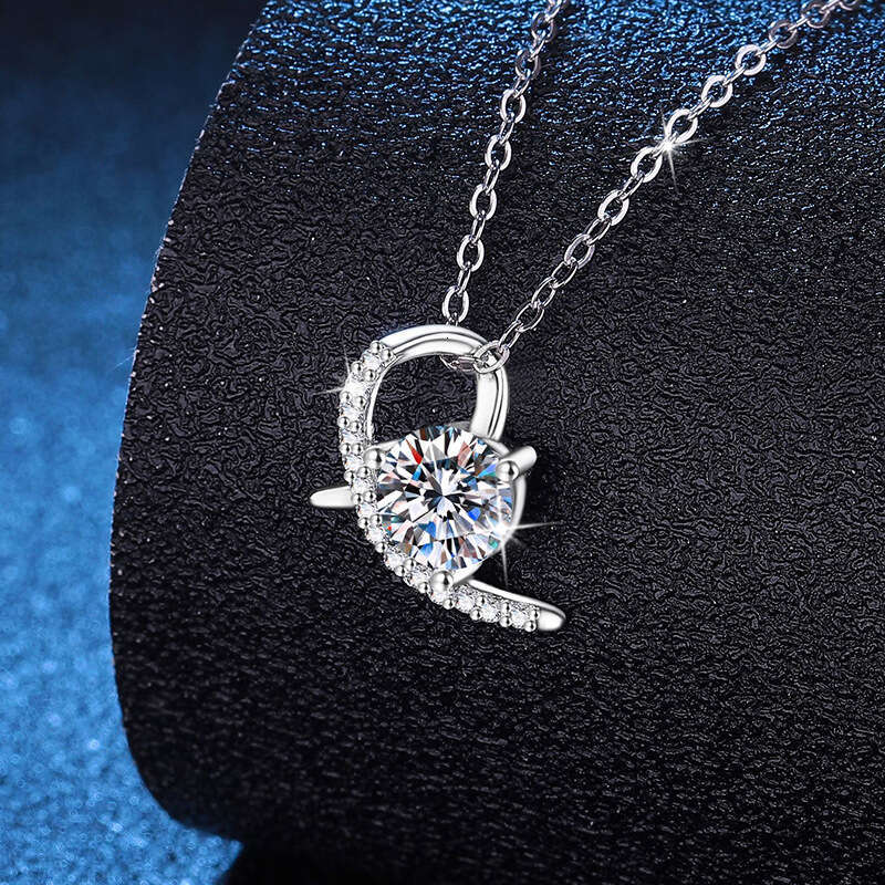 S925 Pure S925ier Pendant for Women Light ChineS925e JapaneS925e Korean 1 caratS925 D Color MoiS925S925anite Necklace a9f