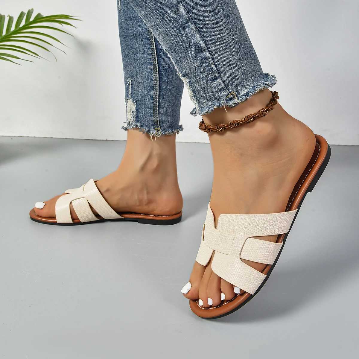 Sandals Shoes Women Summer Beach Womens Open Toe Sandals Women Shoe Non-Slip Walking Shoes Slides Footwear Female Slippers W250704