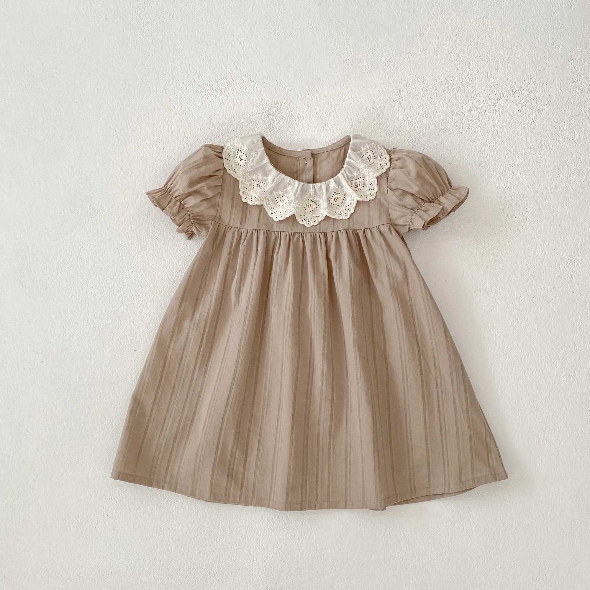 New Summer Girls Sweet Lace Collar Princess Dress 1-6 Years Kids Baby Dress New Kids Baby Girls Dress Cotton Children Clothes Dress R250704
