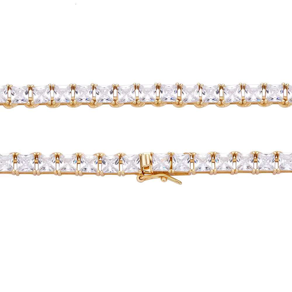 Fashion Jewelry Factory Sterling Silver High Quality Princess Cut Moissanite Square Tennis Chains for Men