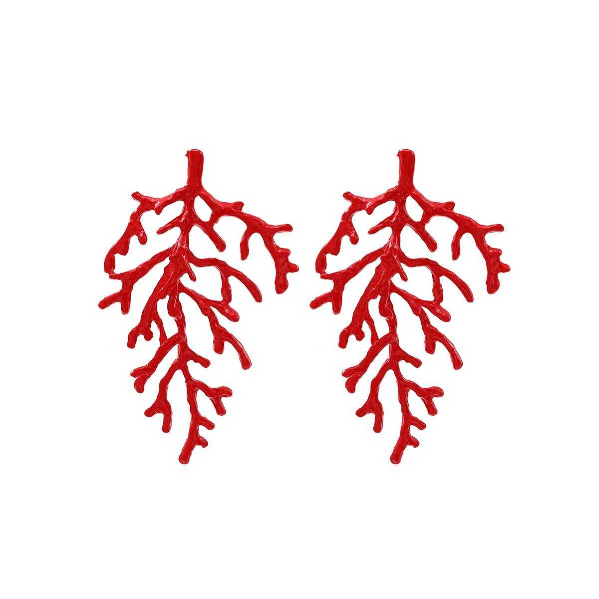 ZA Exaggerated New Temperament Red Alloy Coral Big Earrings Y250704