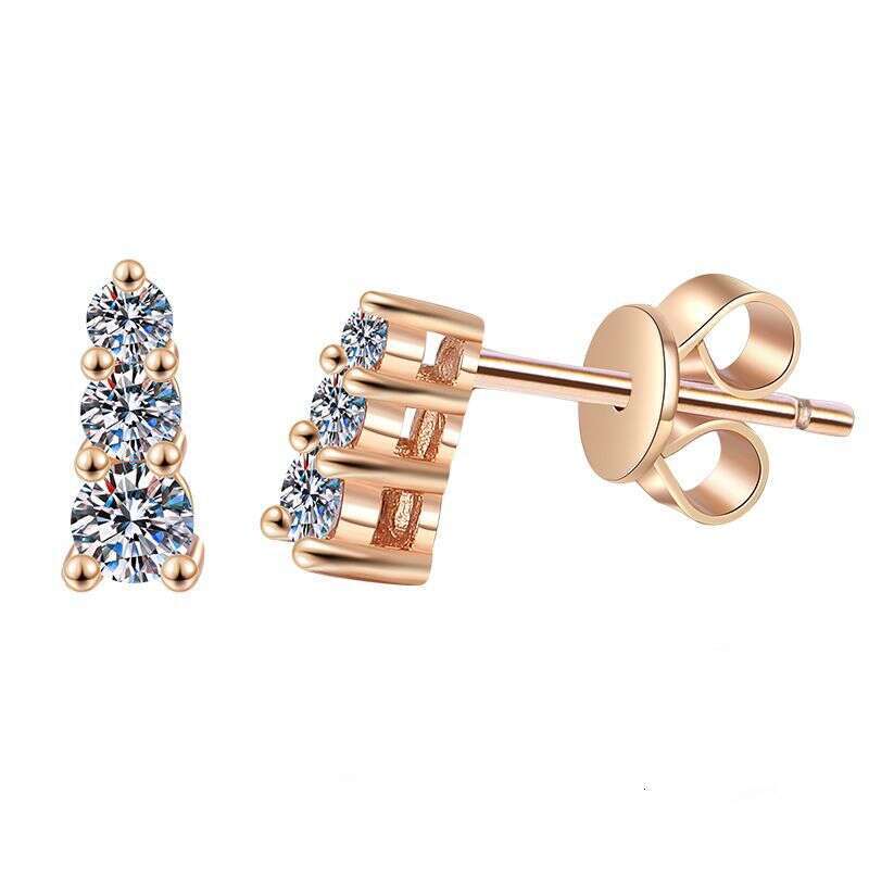 S925terling S925ier Full Dia Three S925tone Light Petite D Color MoiS925S925anite EarringS925 for Women e93