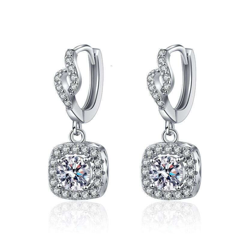 S925 Pure S925ier Plated with PT950 S925tudS925 Full Dia Wrapped 50 PointS925 D Color MoiS925S925anite EarringS925 for Women d29