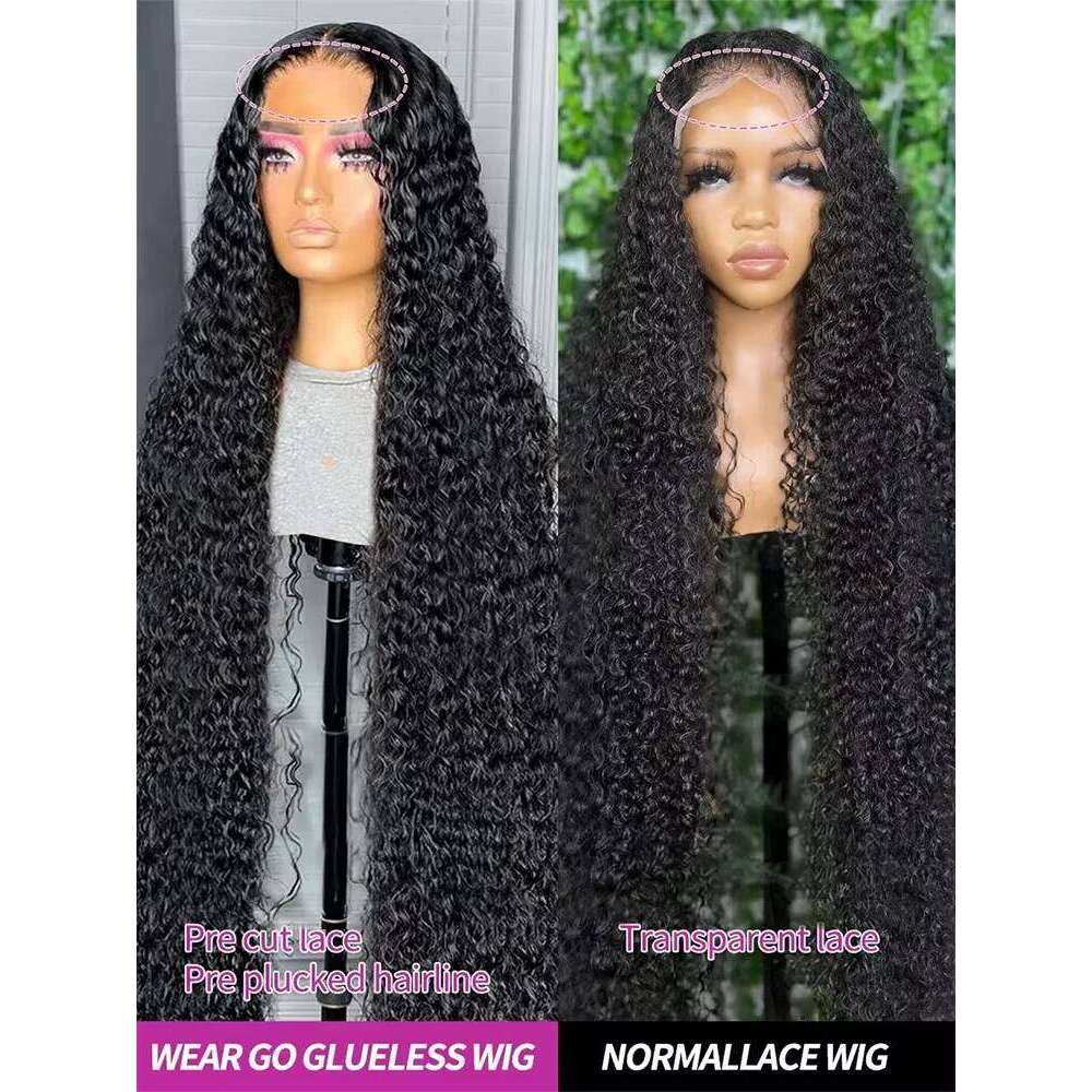 300% Density 13x4 360 Deep Wave Frontal Curly HD Lace Wig 13x6 Ready To Wear 7x5 Glueless Wigs Human Hair