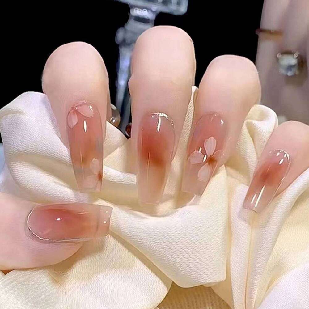 24pcs Y2K Style Gradient Blue Pink Color Fake Dyeing Press On Full Cover Artificial False Nails For Women Salon Use X250704