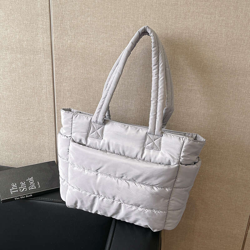 womens cotton padded tote lightweight laptop commuter large capacity travel handbag shoulder bag customizable