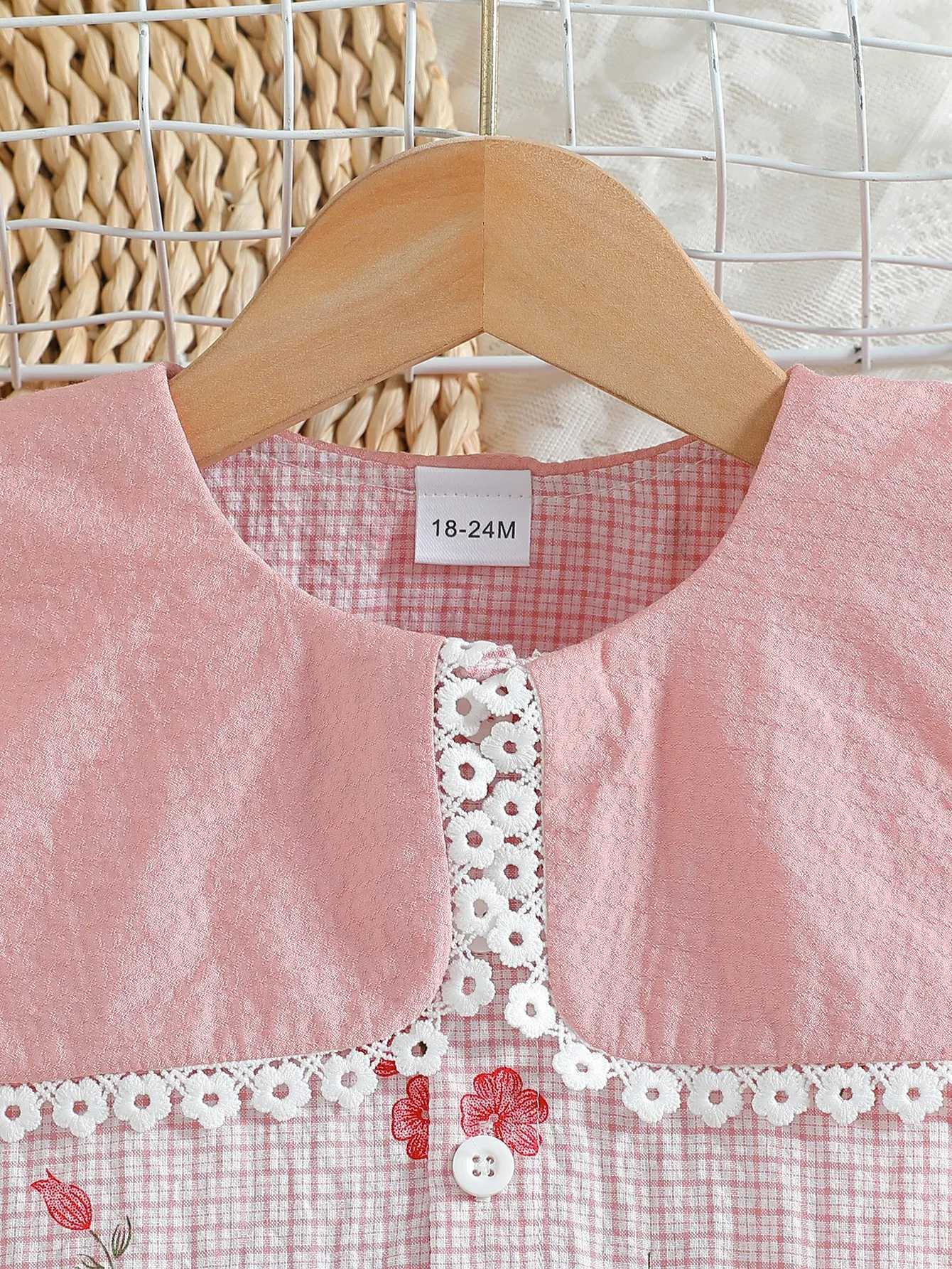 Kids Girls Summer Sleless 2025 1-6Y Print Floral Fashion Peter Pan Collar Casual Daily Dress Children Clothing R250704