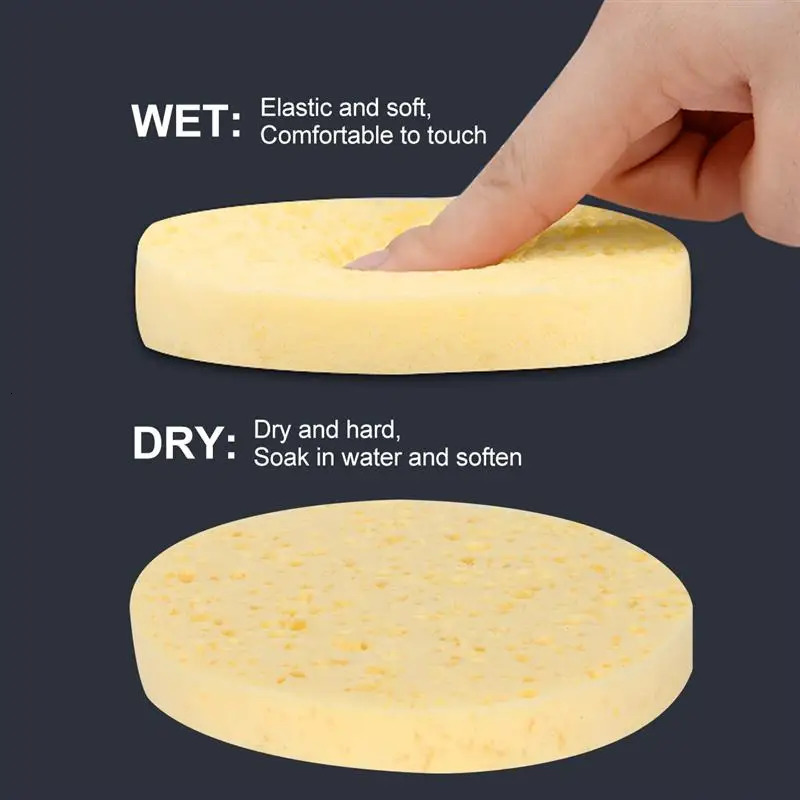 50pcs Natural Wood Pulp Bath Facial Sponges Cellulose Compress Puff Facial Washing Bath Facial Sponges Face Care 250625