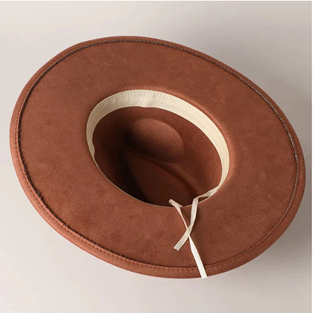 Colorful Suede 9.5cm Wide brimmed Womens Hat Mens Church Jazz Hat Fedoras Cowboy Hat Panama Hat 250701