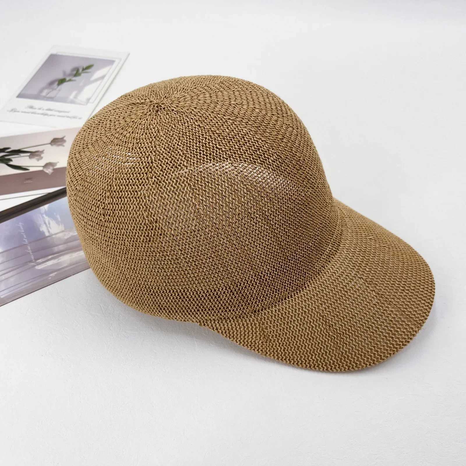 Solid Color Paper Straw Baseball Cap - Perforated Breathable Sun Hat for Wen Korean Style Casual X250704