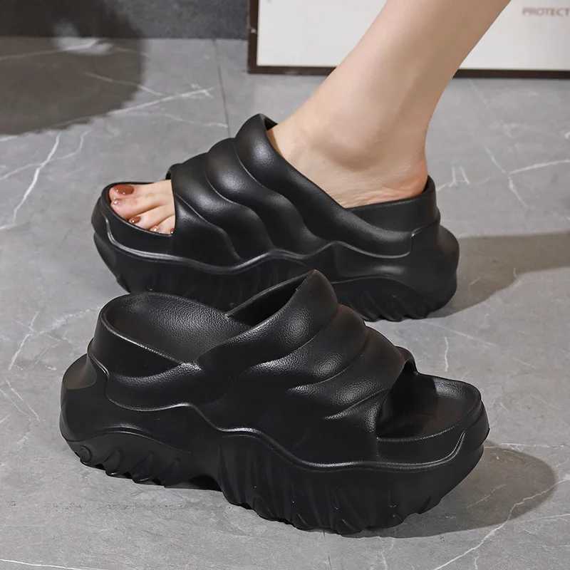 7cm Thick Bottom Slippers for Women Summer Garden Mules Clogs White Chunky Platform Shoes 10 cm High Heel Beach Slides W250704