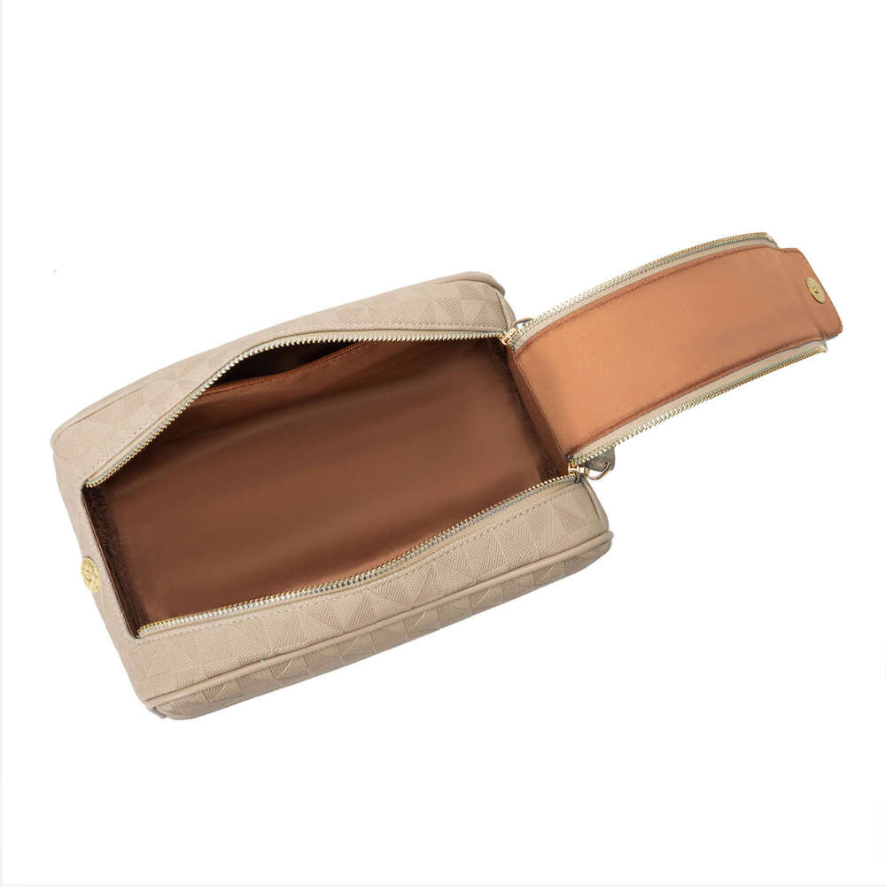 Lacel Urwebin Fashion Embossed Portable Double Zipper Makeup Clutch Toiletry Storage Large Capacity Handheld Cosmetic Bag