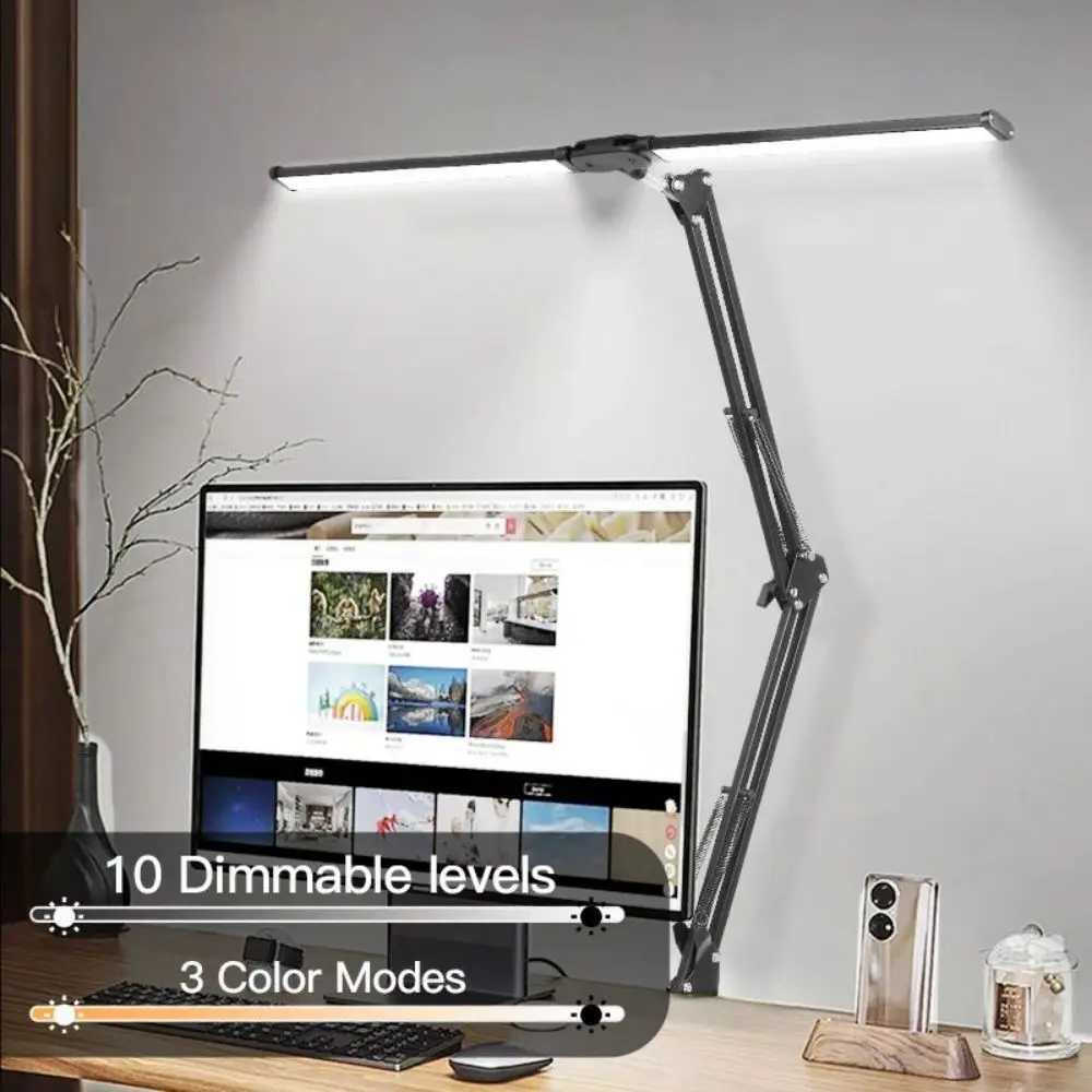 Double Head LED Desk Lamps Dimmable Led Computer Monitor Light adjustable USB Table Lamp Office Study Reading Lighting FixtureXJ250703