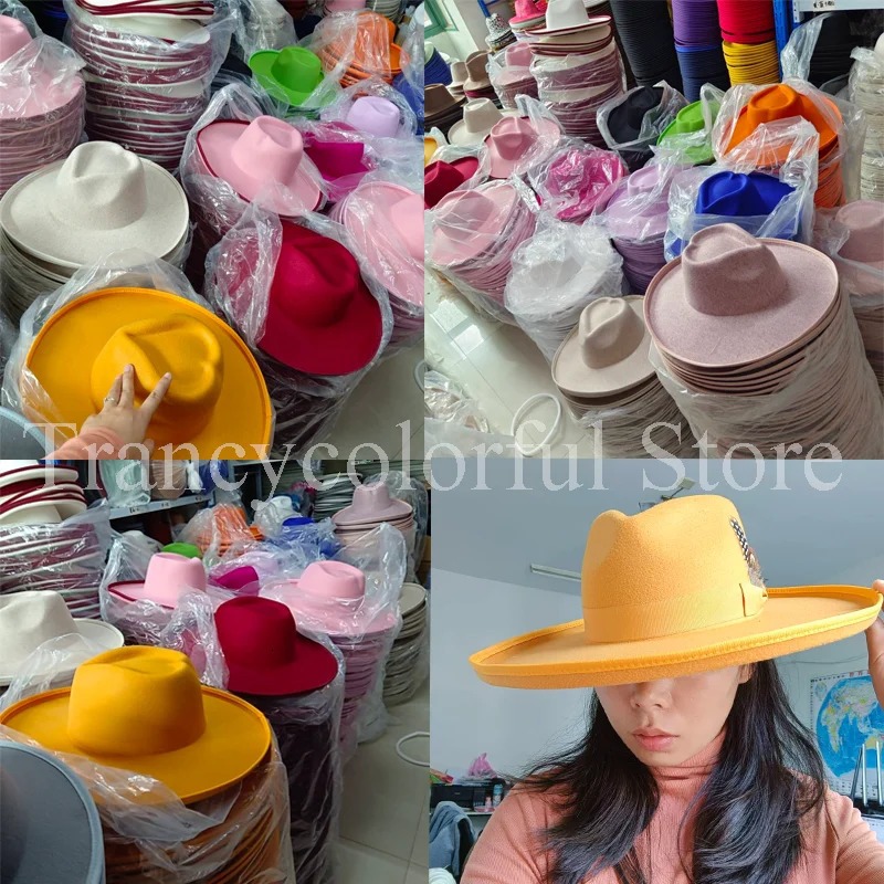 Yellow Love Fedora hat 10cm brim Fedora hat Green mens and womens bow wide brim Panama hat Unisex 250701
