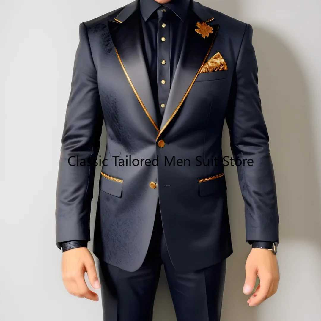 Mens Slim-Fit 2-Piece Wedding Tuxedo Suit Jacket Pants Male Grooming XS-5XL X250704