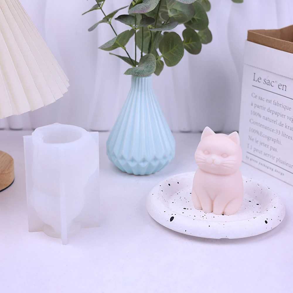 ute Cat Silicone Molds Soap Making Craft Molds Cute Cat Mold Silicone Candle Mold for Candle Making Christmas Candle Supplies W250704