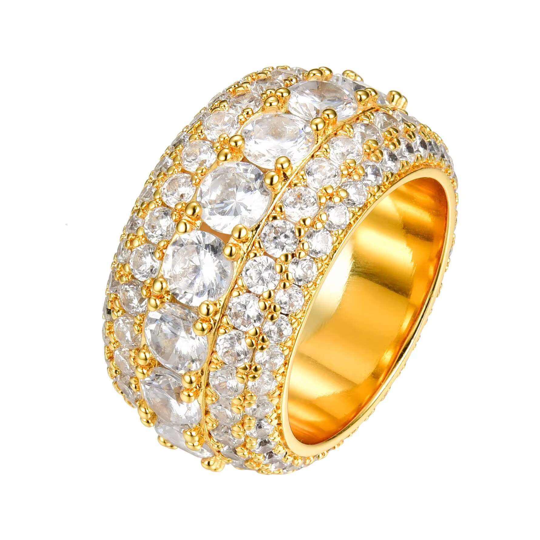 Wholesale Fashion Hip Hop Party Jewelry Rings 925 Silver Iced 5 Layered Moissanite Diamond Band Ring for Men Women