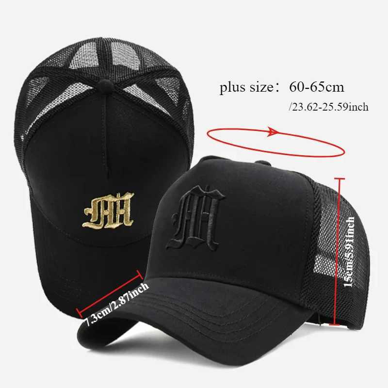 New Mens Large Size 65cm High Top Baseball Cap Tide Big Summer Thin Mesh Breathable Trucker Cap Embroidery Sun Hat Wen X250704