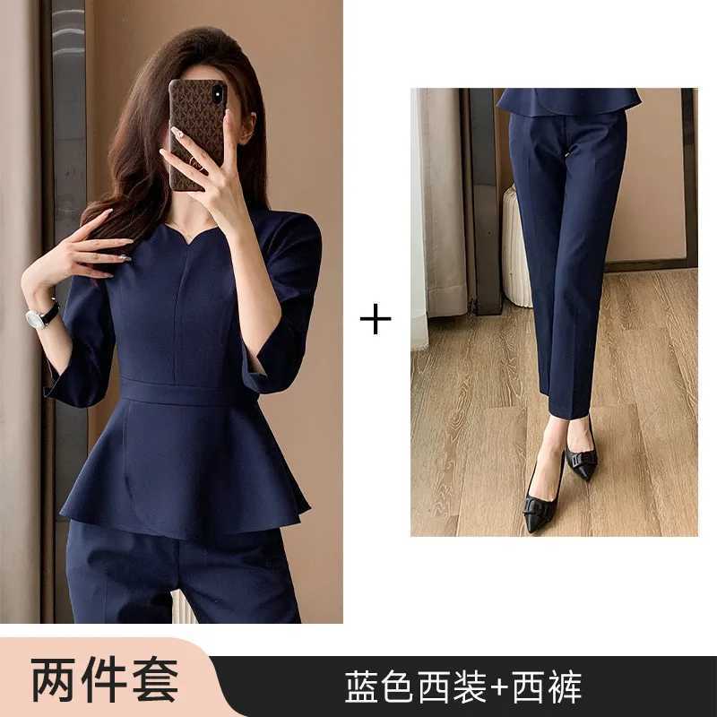 6611 Summer Thin Short-Slved Suit Womens Slim-Fit Elegant Fashion Business Wear Beauty Jewelry Shop High-End Overalls X250704