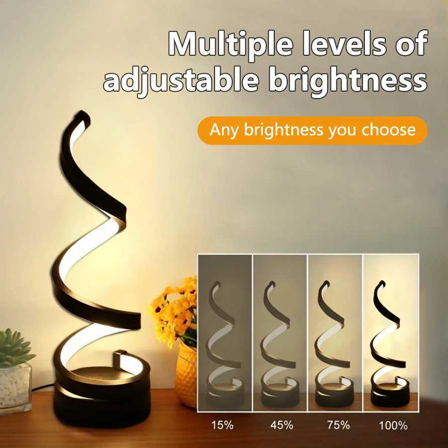 Modern Creative LED Table Lamp Spiral Desk Light with 3 Colors Dimmable for Bedroom Living Room Office Bedside Decoration Lighting XJ250703