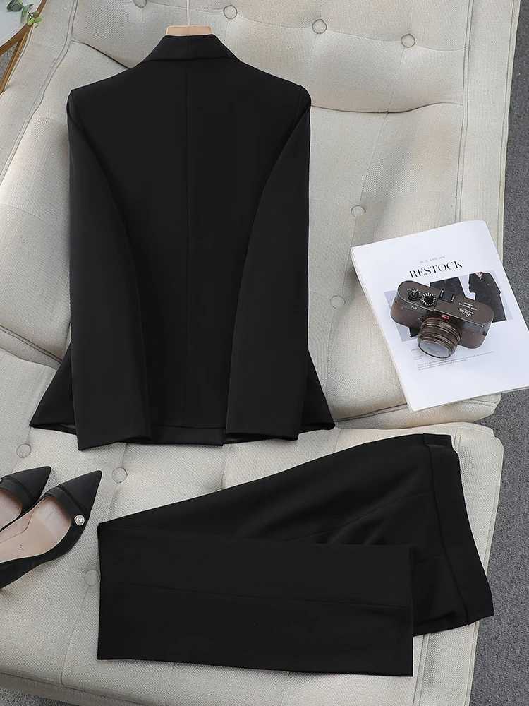 Women Pant Suit Gray Navy Black Office Ladies Female Business Work Wear 2 Piece Set Formal Blazer Jacket And Trouser X250704