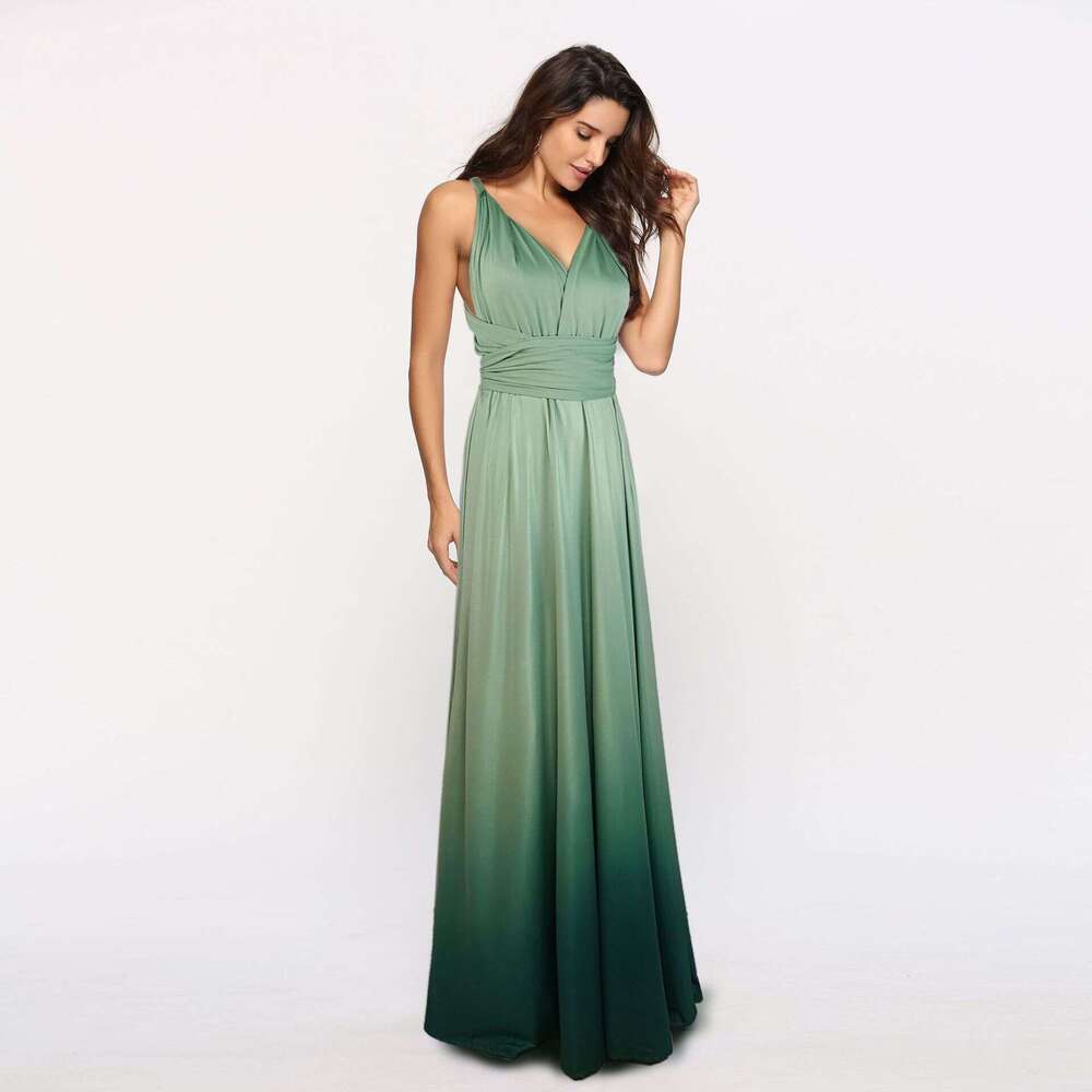 Hot-Selling Design Multi-Way Wear Cross Backless Sexy Tie Gradient Color Long Dress 2025 Elegant Versatile New Trendy Fashion Ins