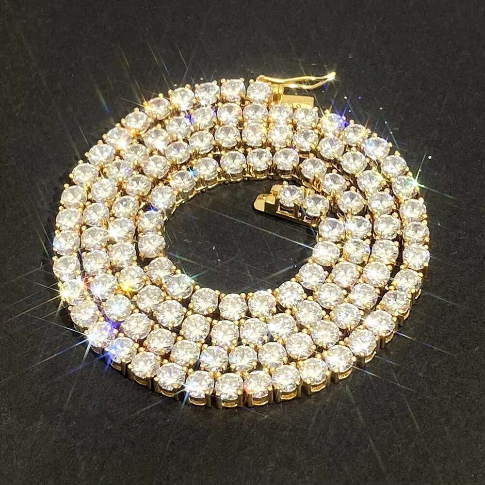 Hip Hop Classic Jewelry Rose Gold Plated Vvs Iced Out VVS Moissanite Diamond 925 Sterling Silver Tennis Chain Necklace