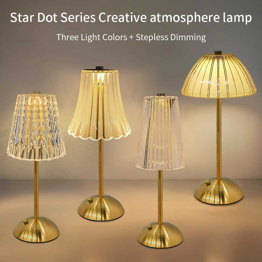Rechargeable Crystal LED Table Lamp Touch Sensor Dimmable Desktop Nightlight Reading Lamp For Bar Hotel Restaurant Bedroom Decor XJ250703