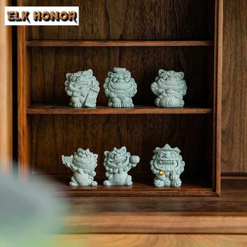 Green Sandstone Lion Incense Base Handmade Lucky Lions Incense Holder Retro Water Fountain Decoration Smell Distributor Tea Gift W250704