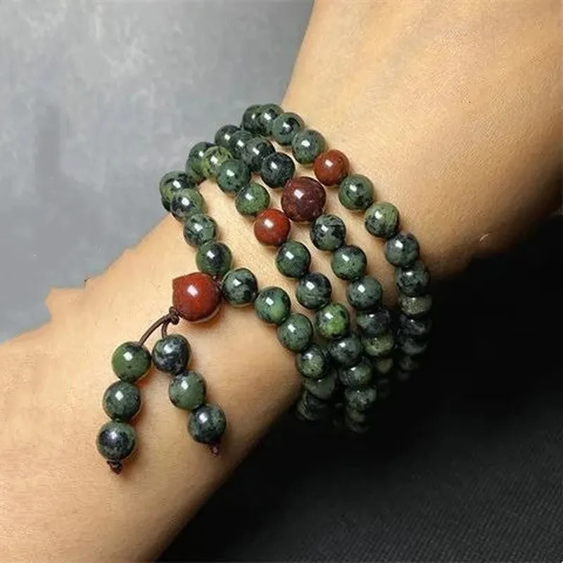 Natural Tibetan Jade Medicine Wangshi Live Magnetic 108 Multi-circle Bracelet Health Care Men and Women Bracelets Jewelry 250628