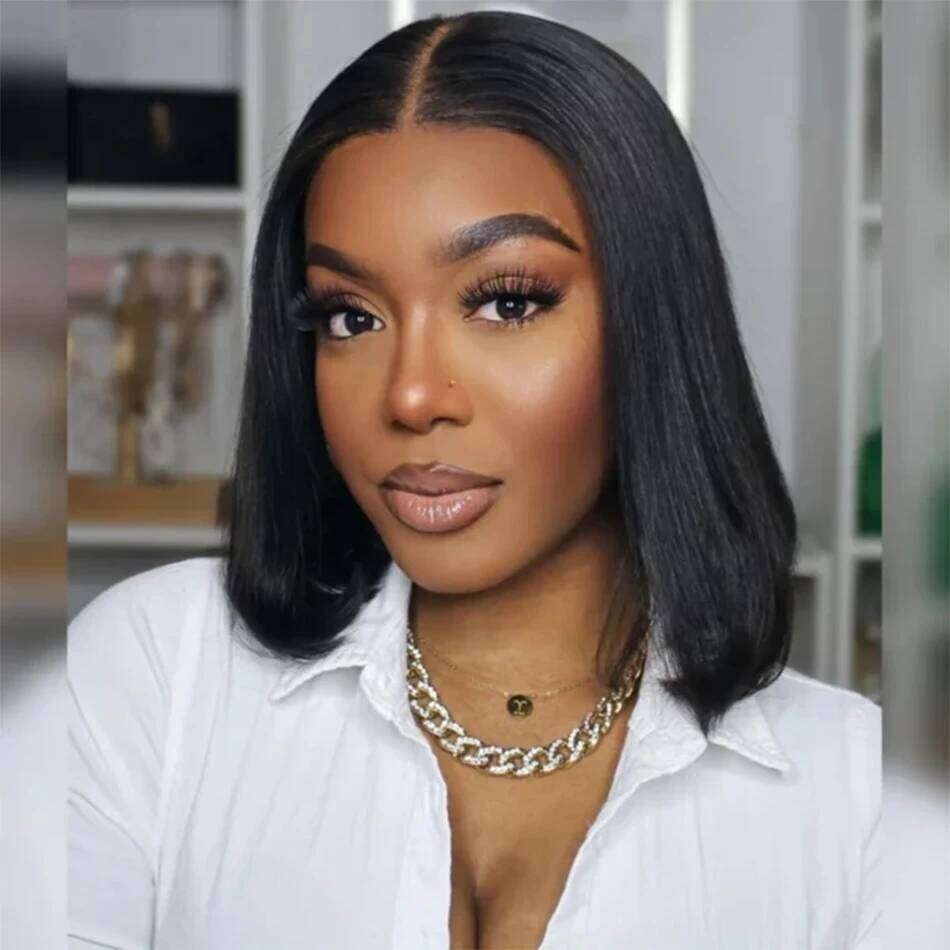 Wear And Short Bob Straight Lace Front Human Hair Wigs Ready To Go Glueless Wig For Black Women