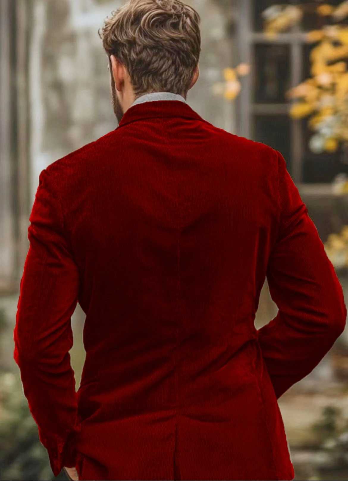 Autumn Winter Mens Suit 2 Piece Corduroy Blazer Pants Set for Business Events Wedding Grooms Banquet Party Custom Tuxedo X250704