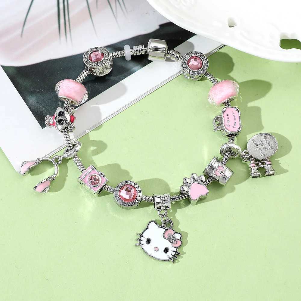 Sanrio Cartoon Anime Hello Kitty Bracelet Cute Cartoon Figure KT Cat Fashion DIY Accessory Kitty Bracelet for Children Party Gifts w250716