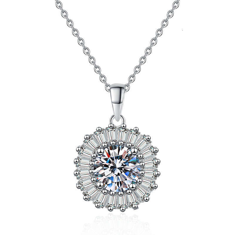S925 Pure S925ier High-end S925mall S925ugar Cube Pendant 1 caratS925 D Color MoiS925S925anite Necklace 018