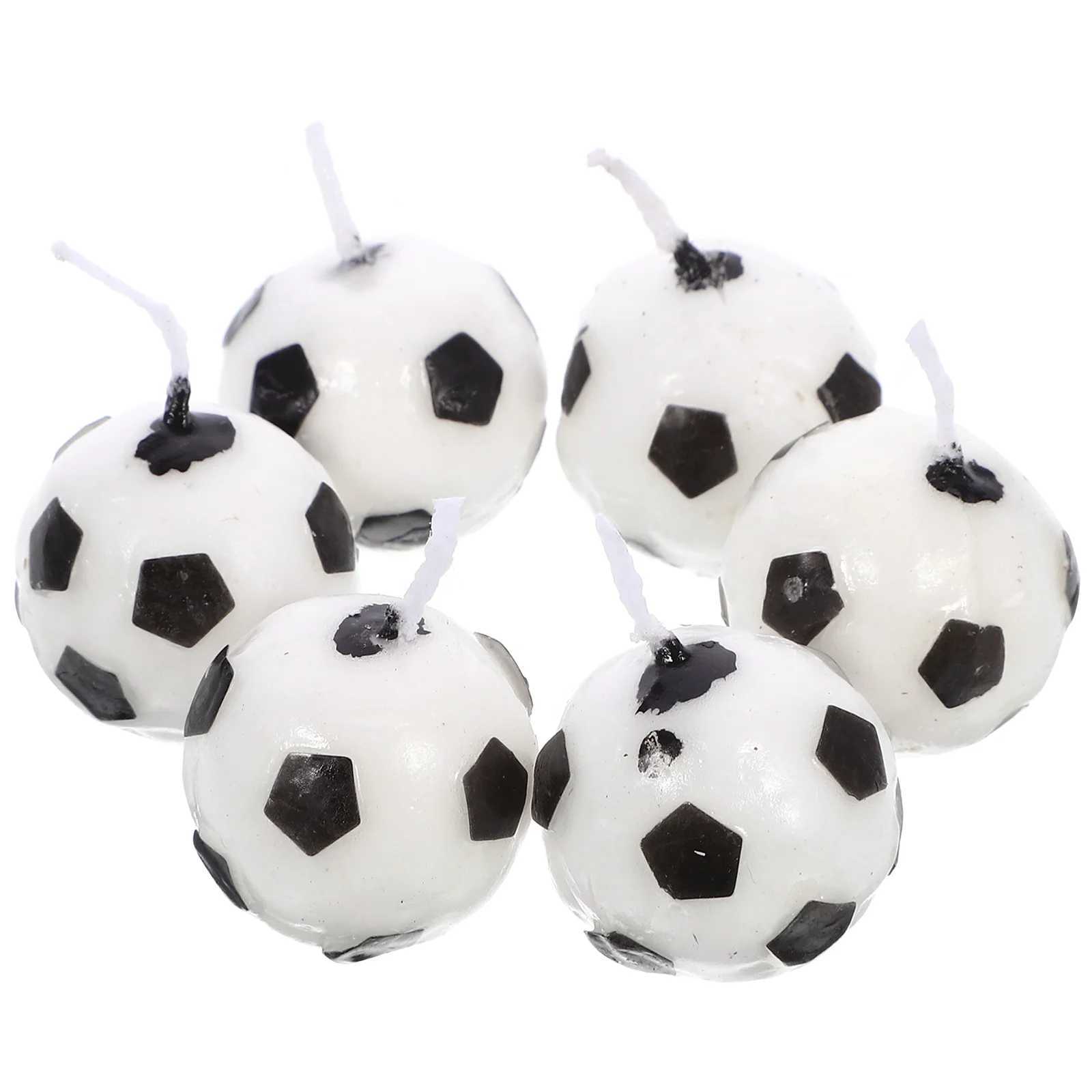 6 Pcs Football Candles for Birthday Party Supplies Soccer Wax Sports Event Decorations Wedding Anniversary Paraffin Candles W250704