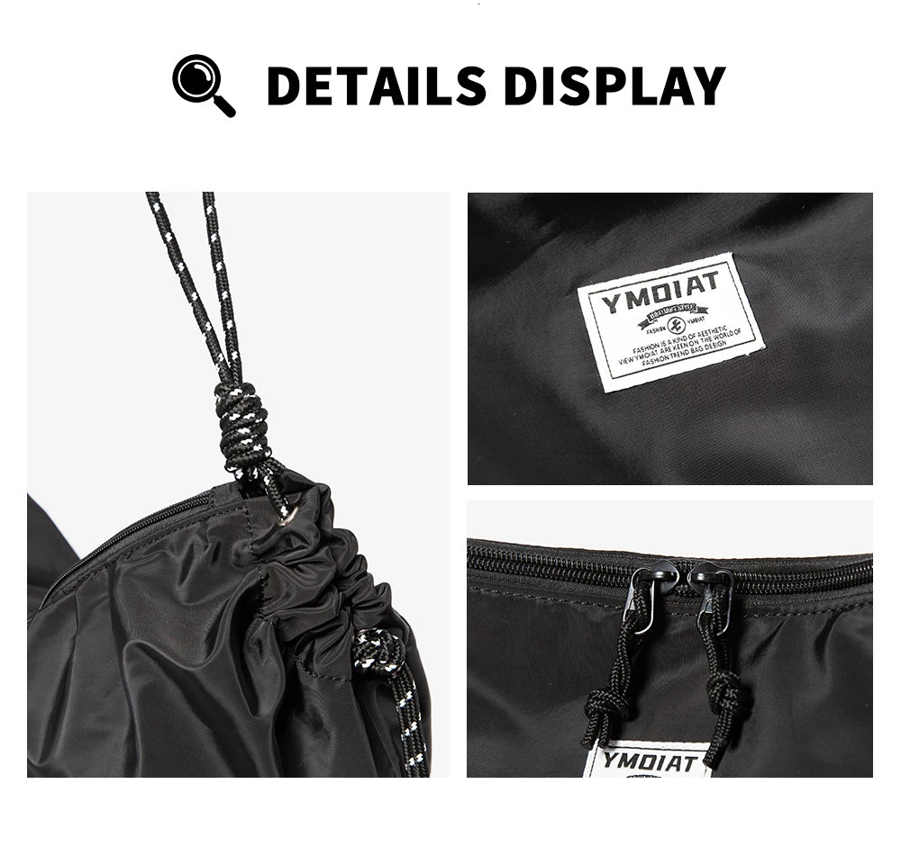 Mens Bag Waterproof Scool Bag Two Colors Drawstring Letter Label Zipper Bag Travel Crossbody Bag Large Mens Purse 250702