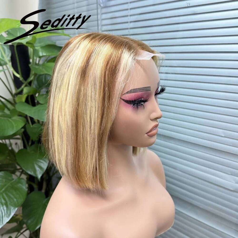 250% Density 2X6 Transparent Lace Closure Highlight Color Double Straight Human Hair Wig For Black Women
