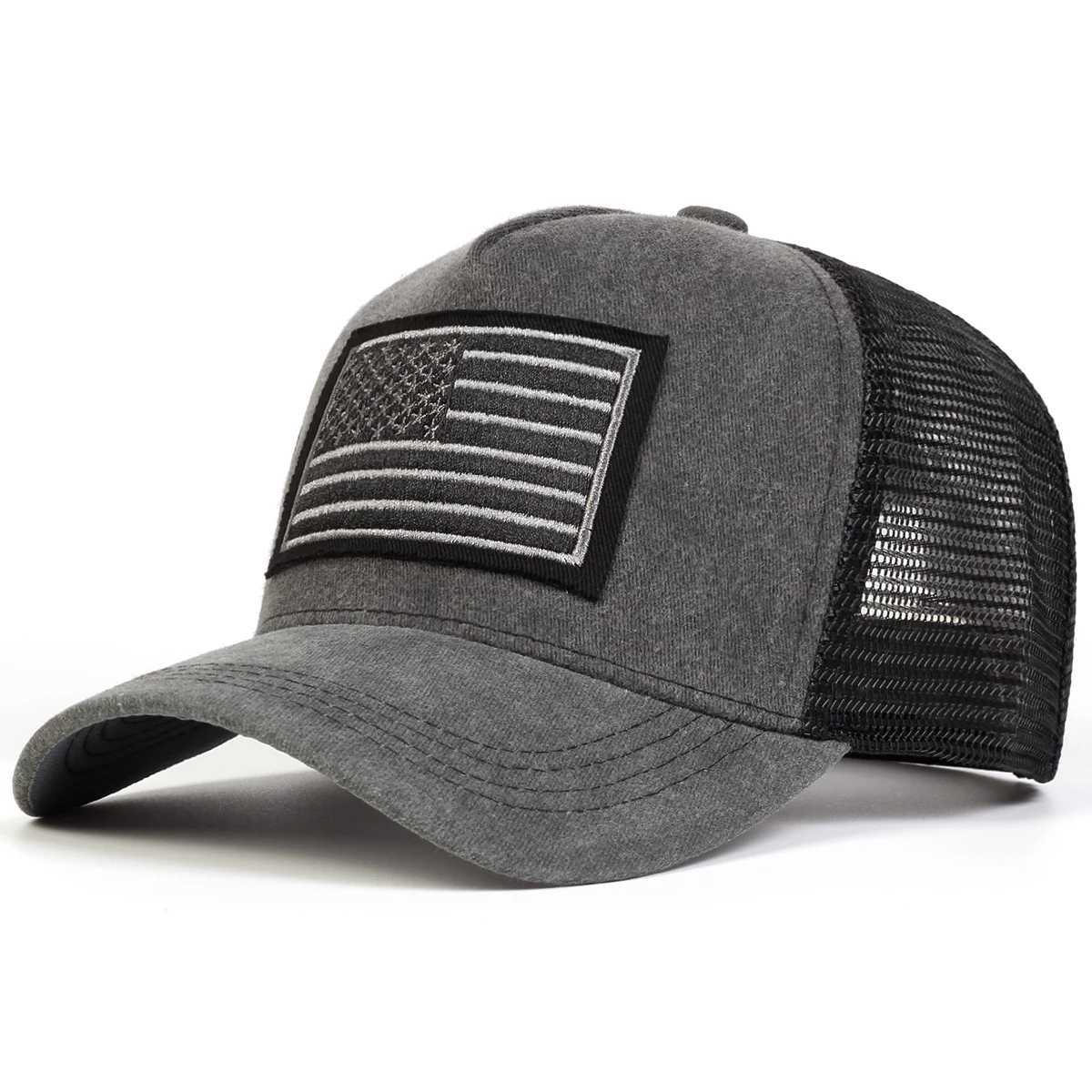 Unisex Flag Embroidery Washed Baseball Net Caps Spring and Summer Outdoor Adjustable Casual Hats Sunscreen Hat X250704