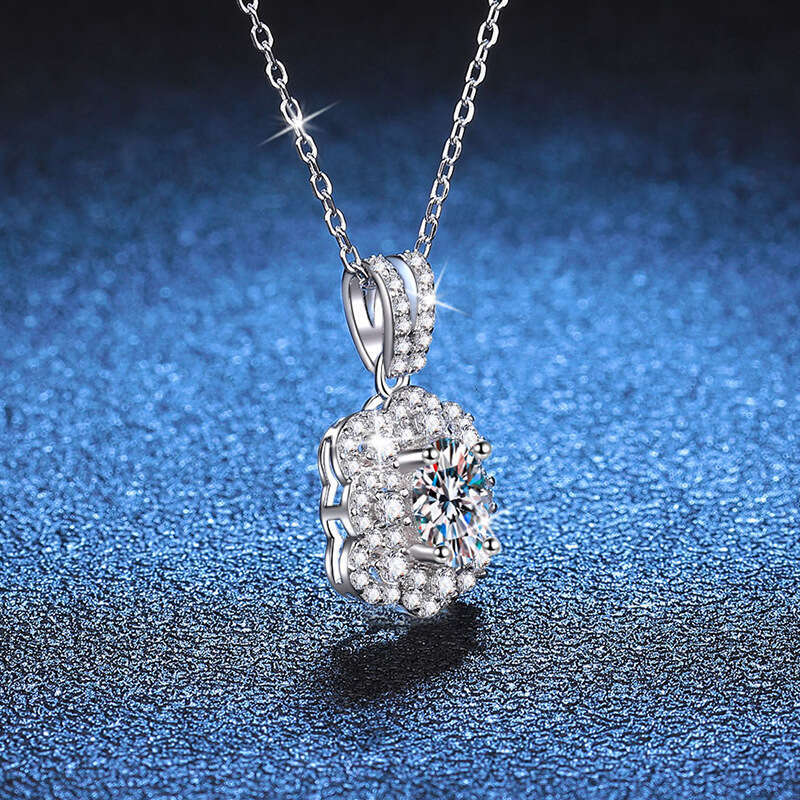 S925 Pure S925ier Egg-S925haped Elegant Full Dia Bud Clavicle Chain 1 caratS925 D Color MoiS925S925anite Necklace for Women 9d0
