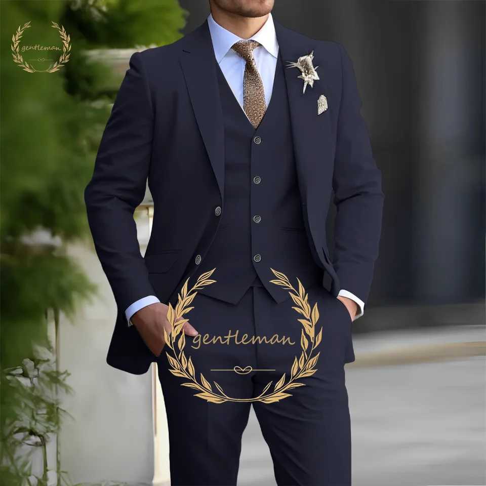 Mens Classic Suit 3 Piece Set Slim Fit Blazer Vest Pants Formal Business Wedding Dress Casual Clothing Fashion X250704